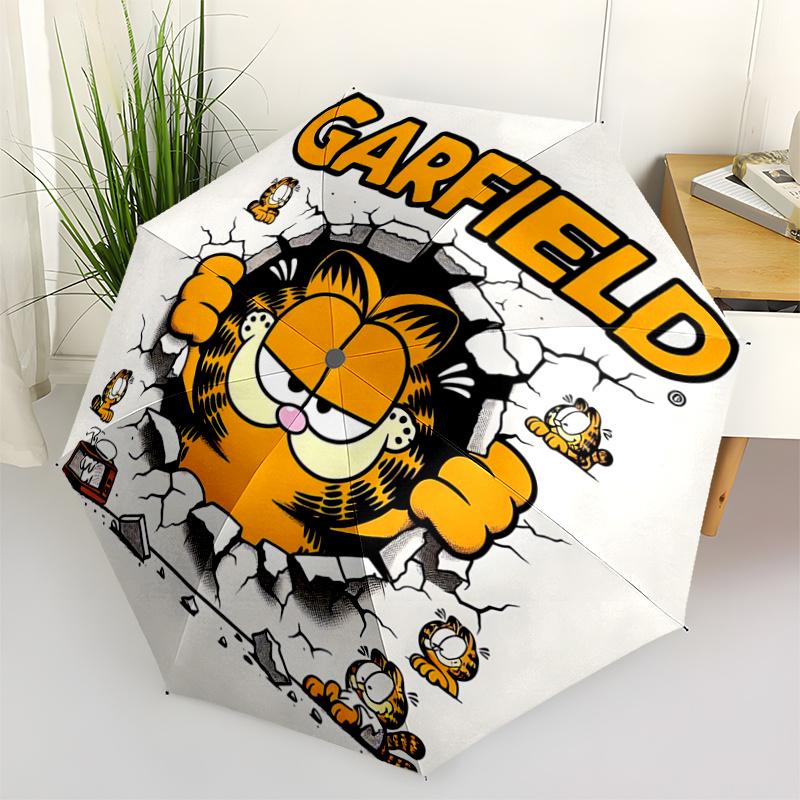 1pc Garfield Automatic Opening/Closing Umbrella - Portable 3-Fold Design, 8-Bone Iron Frame Outdoor Umbrella - Ideal Gift for Fans, Travelers, Da