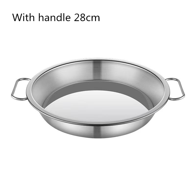 Поднос для хранения продуктов из нержавеющей стали с ручкой, круглые плоские сервировочные тарелки, салатницы, закуски, фруктовые блюда, кухонные органайзеры