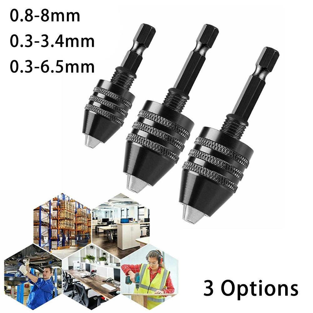 Keyless Drill Bit Chuck Adapter Converter With 1/4 Hex Shank For Impact Driver