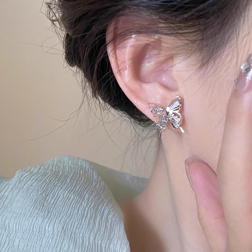 Уникальные серьги-пусеты из серебра 925 пробы с цирконом и жемчугом в виде бабочек для женщин - Высококачественная модная бижутерия