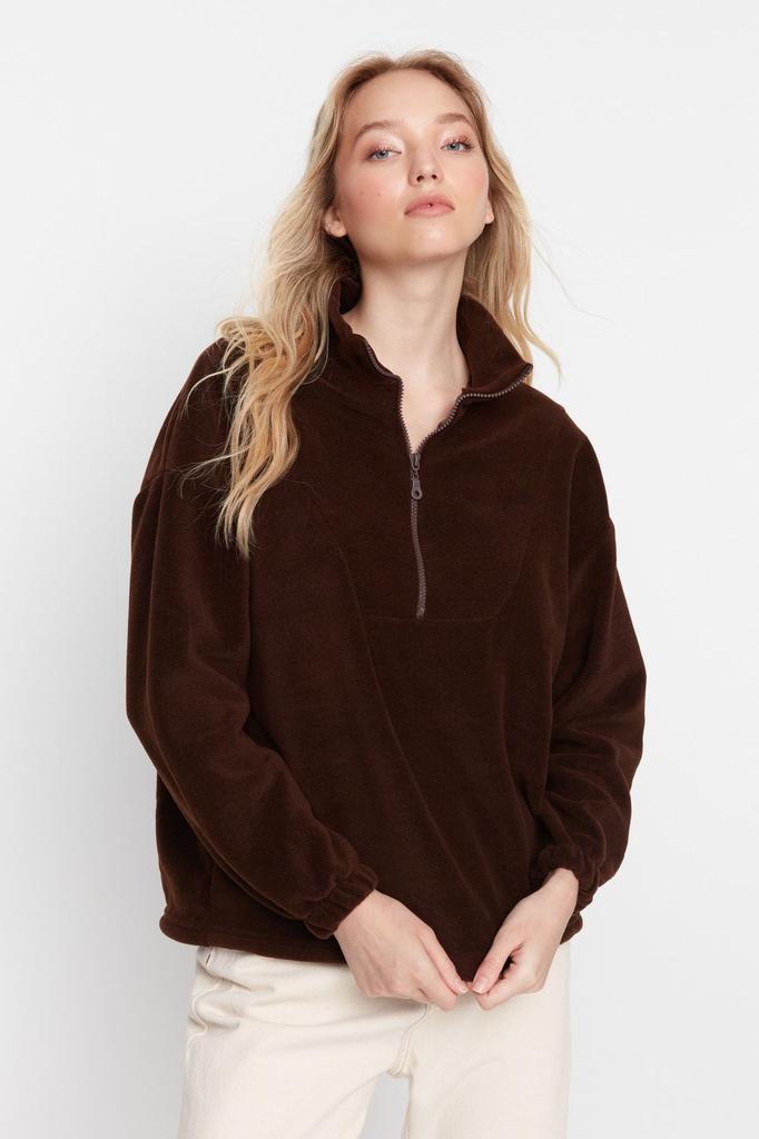 Женская модная стильная толстовка Изумрудно-зеленая флисовая вязаная толстовка с застежкой-молнией