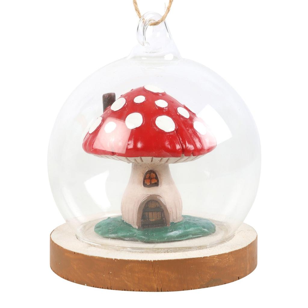 Something Different Glass Mushroom House Hanging Decoration