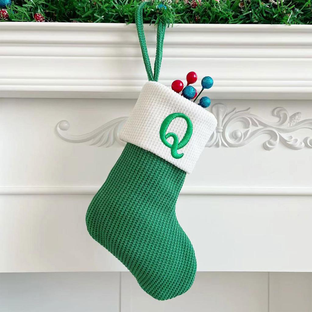 Рождественские чулки, маленькие вышитые буквы, вязаные рождественские подвесные чулки, украшения, декор для рождественской вечеринки