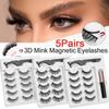 5pairs Reusable Magnetic Eyelashes 5pairs Magnet Mink Eyelashes Magnetic Liquid Eyeliner& Magnetic False Eyelashes & Tweezer Set Tool