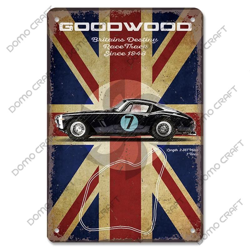 Racing Car Plaque Metal Tin Sign F1 Racetrack Vintage Poster Wall Art Decor for Garage Racing Club Home Wall Decoration