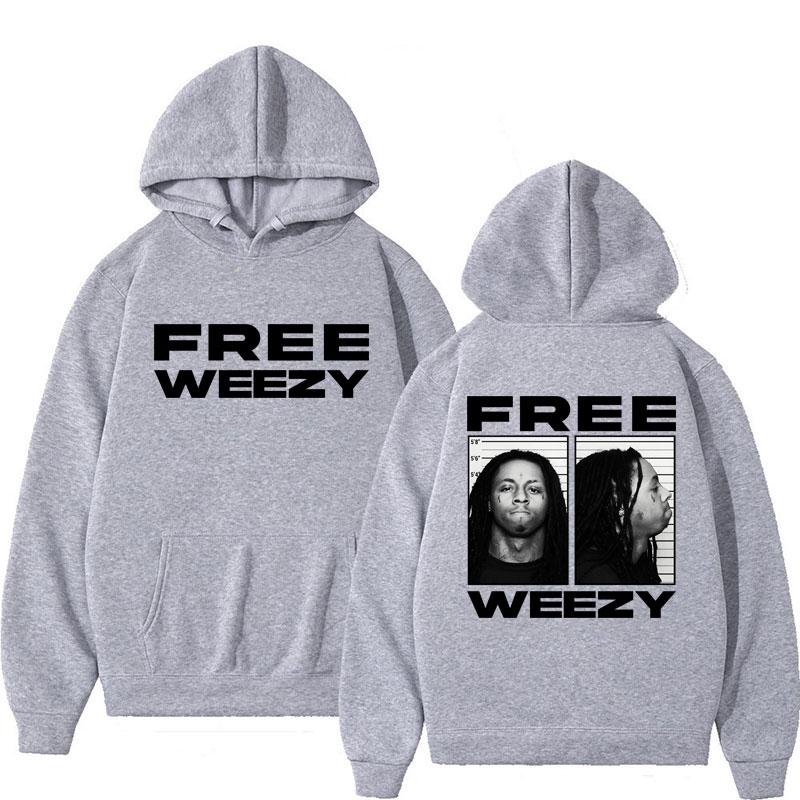 Худи с графикой рэпера Lil Wayne Free Weezy Хип-хоп Готическая одежда Мужская Женская Ретро Панк С длинным рукавом Оверсайз Пуловер