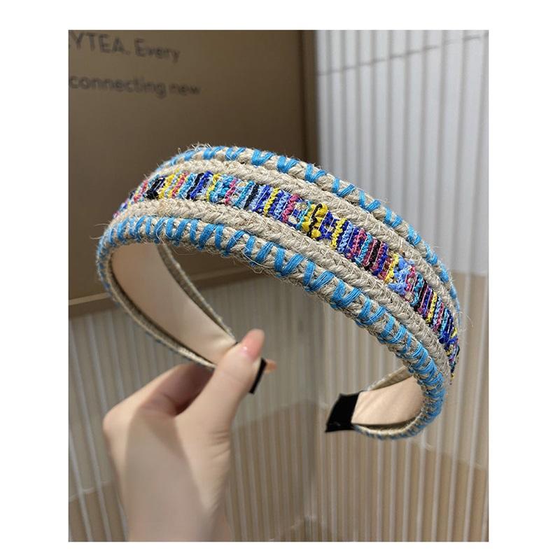Bohemian Woven Wide Headband for Women, Vacation Style Non-slip Hair Hoop, Colorful Stitching Hairband for Washing Face & Daily Use