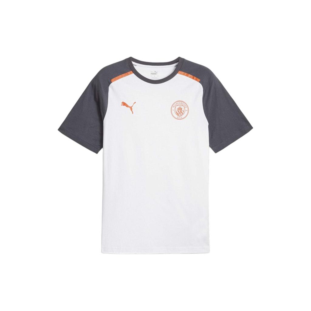 Puma Letter Color Block Design Casual Crew Neck Short Sleeve Football Shirt Men Tops White 772902-23