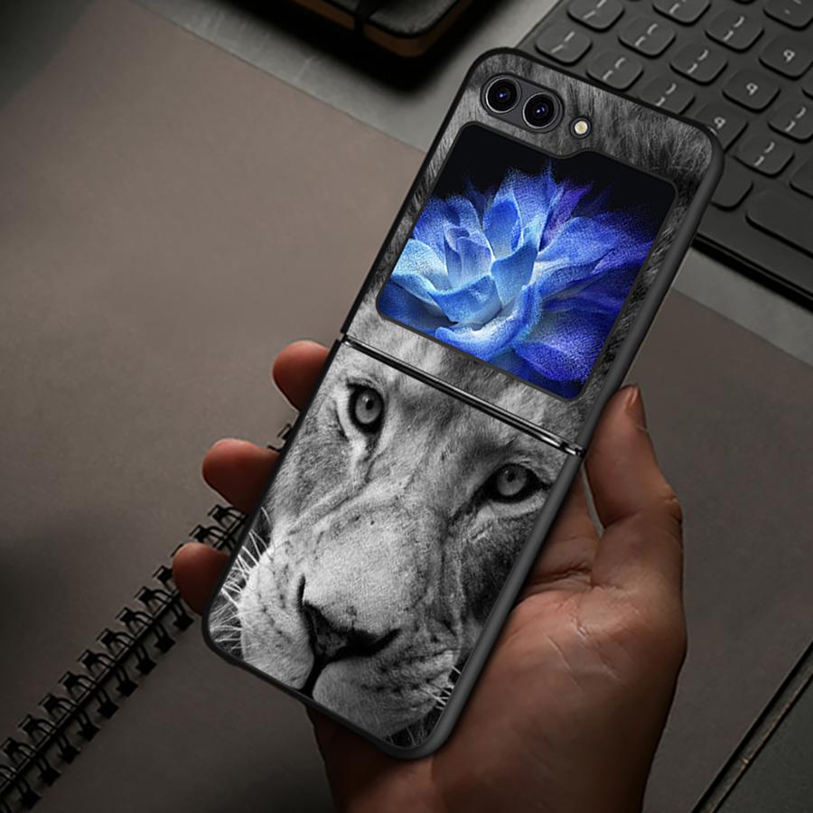 Крутой чехол Лев для Samsung Galaxy Z Flip 7 6 5 4 3 Flip4 Flip7 FE Flip6 Flip3 Flip5 Задняя крышка телефона Funda