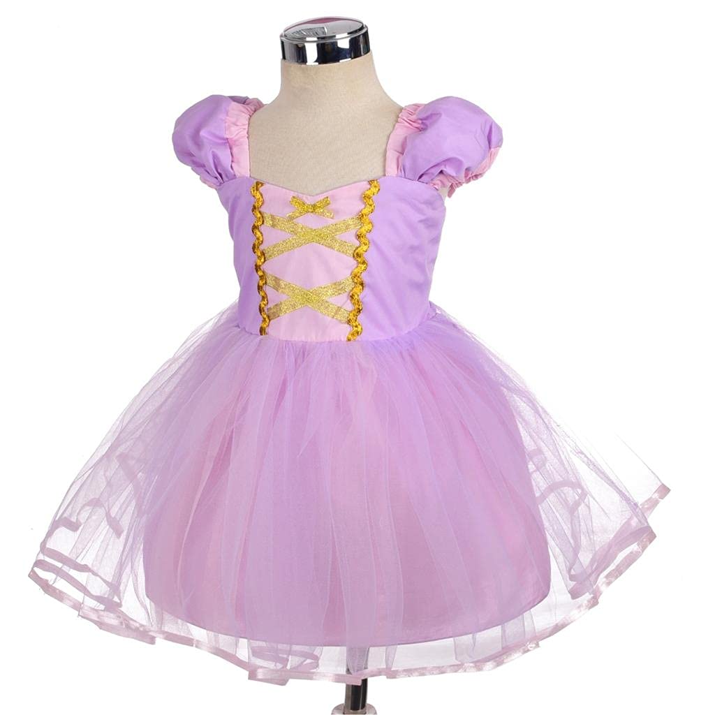 Princess Rapunzel Costume Birthday Fancy Party Kids Girls Dress Up Accessories Included Size Years Light Purple [Dressy Daisy] 6-7