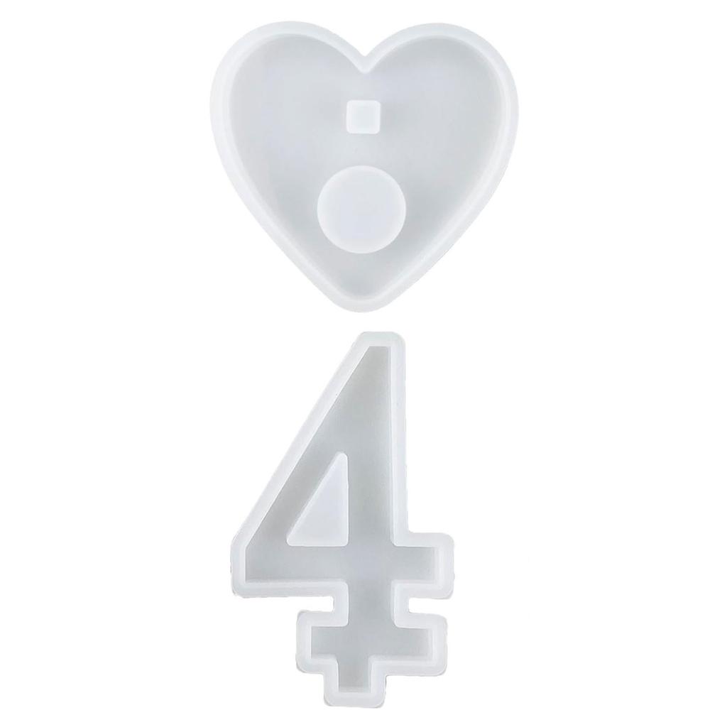 1-10 Numbers Shape DIY Silicone Mold 3D Handmade Candle Holder with Heart Base Gypsum Resin Mold Craft Candlestick Mould
