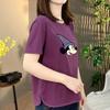 Роскошная женская футболка с мультяшным принтом, свободного кроя, с коротким рукавом - Стройнящий и стильный топ большого размера