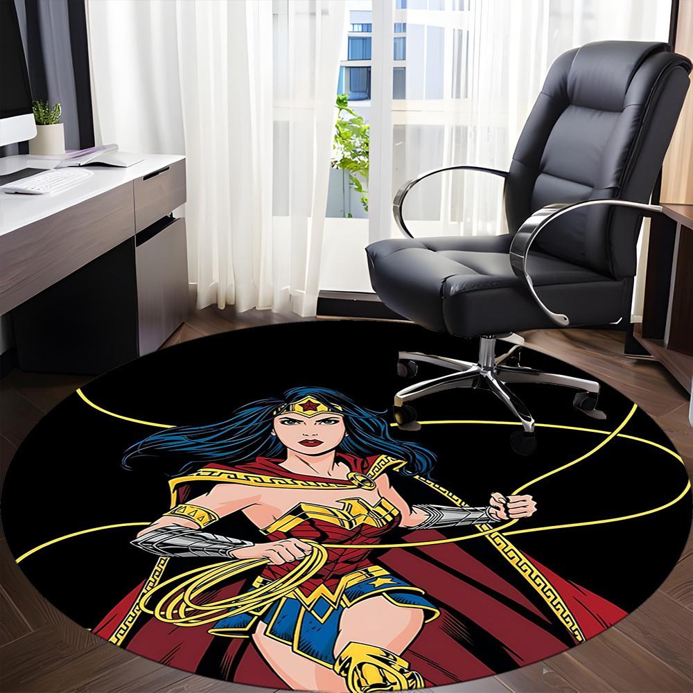 1pc Wonder Woman Office Round Area Rug, Under Office Chairs Bedroom Living Room Home Decor, Room Deco, Available in Various Sizes072