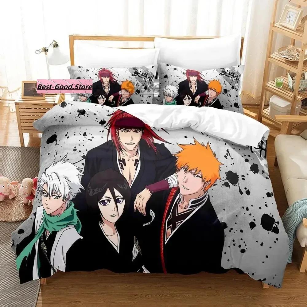 Bleach Кучики Рукия Постельный комплект Односпальный Полуторный Двуспальный Евро Кинг-сайз Комплект для кровати Взрослый Детский Спальня Комплекты пододеяльников 3D принт Аниме 2022