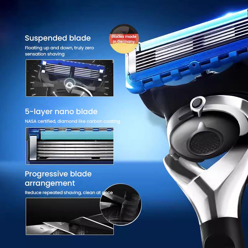 Gillette Fusion 5 ProGlide Razor with Mangetic Stand Men's Shaving Razor Premium Edition 1Handle 2 Blades 1 Stand