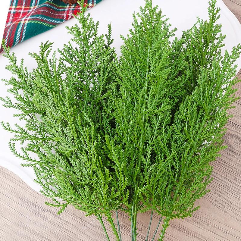 Christmas Pine Branches Artificial Pine Needles Faux Greenery Stems Xmas Garland Ornaments Holiday Xmas Winter DIY Home Decors