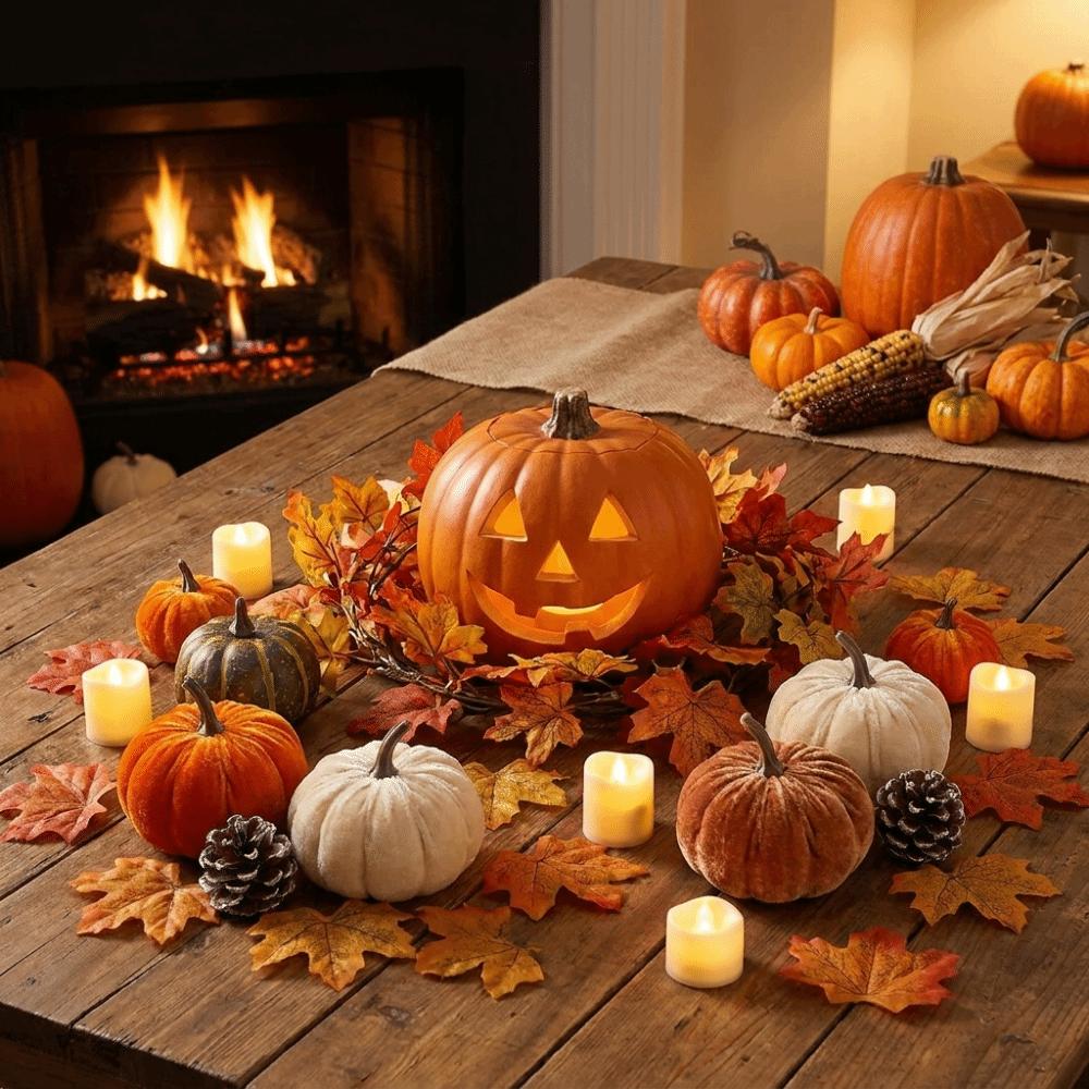 Multi Sizes Faux Pumpkin Tabletop Decor Halloween Artificial Decoration Harvest Season Decor