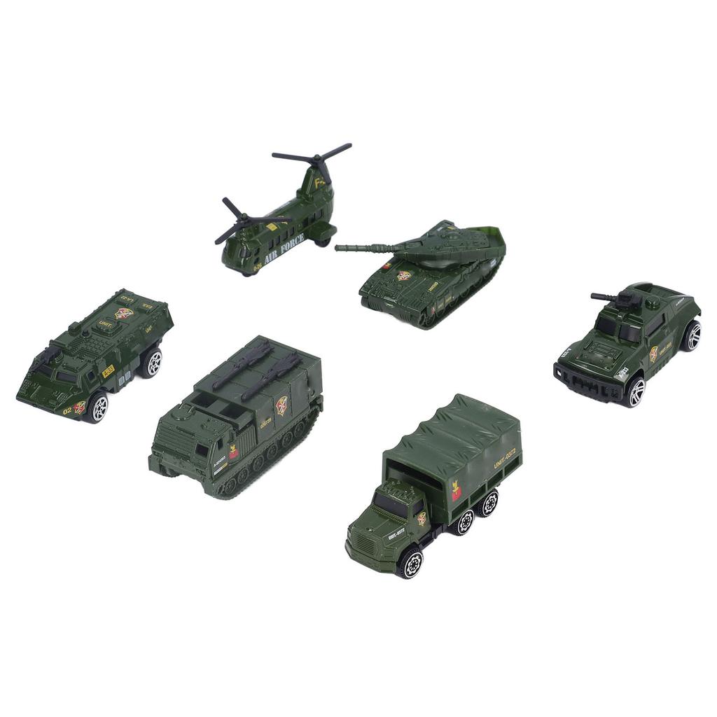 Diecast Military Vehicles 6 Pack Army Toys Assorted Transporter Tank Helicopter Armored Car for