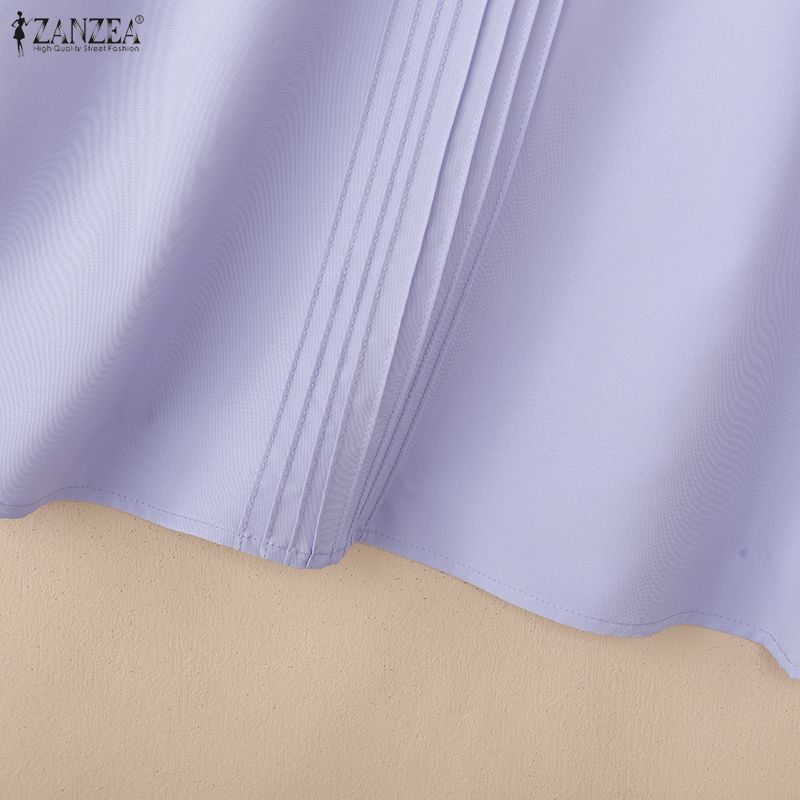 ZANZEA Женская повседневная однотонная блузка с круглым вырезом и рукавом 3/4