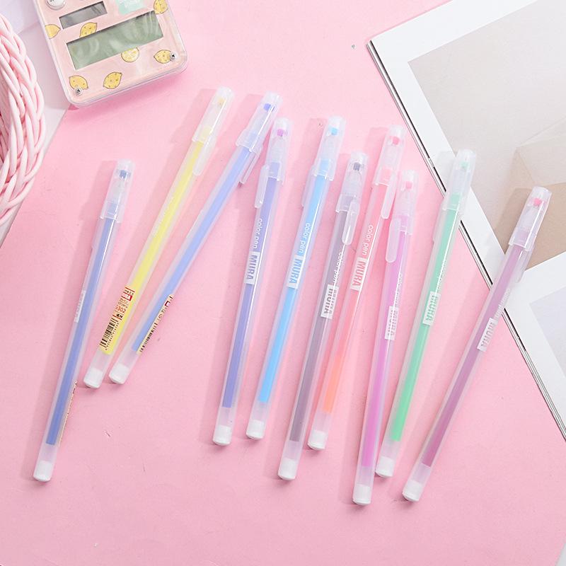 12pcs Color Gel Ink Pen Ballpoint 0.5mm Roller Ball Marker Liner Drawing Pens Office School D6127