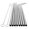 Reusable Metal Straws 304 Stainless Steel Sturdy Bent Straight Drinking Straw with Cleaning Brush Bar Party Accessory
