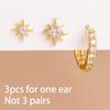 3PCS Stainless Steel Twinkle Star Ear Piercing Ear Stud Round Earrings For Women Zircon Tragus Helix Cartilage Piercing Jewelry