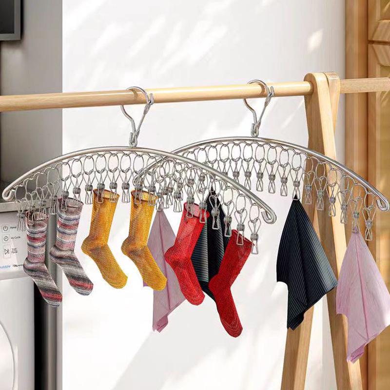 Ветрозащитная сушилка для носков и одежды из нержавеющей стали с прищепками