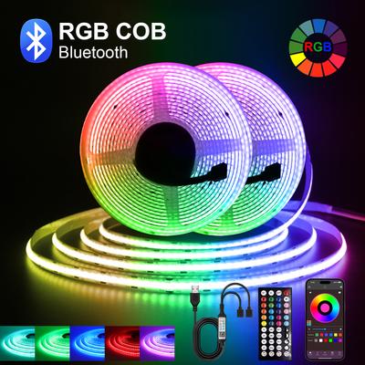 Светодиодная лента RGB COB 5V USB с управлением через Bluetooth-приложение 576 светодиодов/м Высокая яркость Без точек Декор для дома Светодиодная лента Гибкая лента-веревка