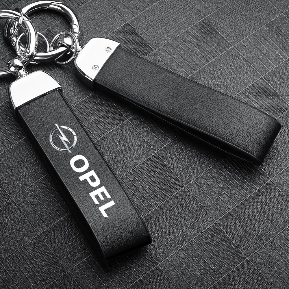 cwdf10 For Opel OPC Astra K Vectra Corsa Zafira Insignia Mokka Leather Car Logo Keychain Key Holder Keyring Pendant Decor Accessories