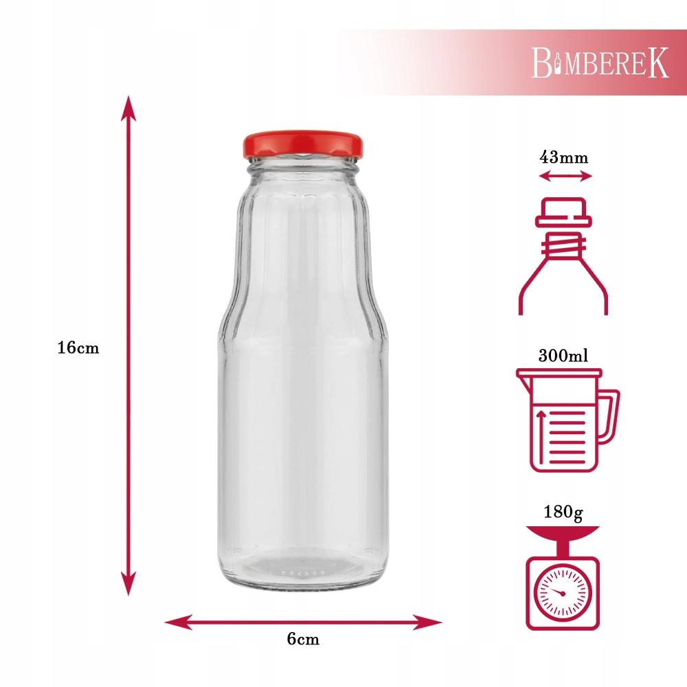 5X Butelka Fruit Na Sok Soczek 300Ml + Wieczko Na Przetwory Syropy Wode