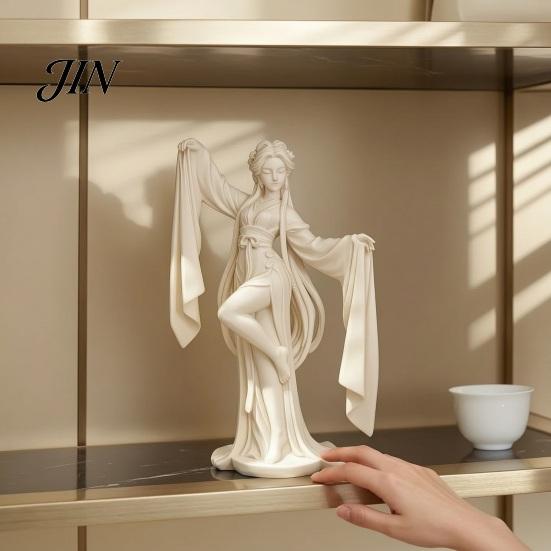 Изящная Танцовщица с Рукавами-Волнами, 3D-Печать, Древнекитайское Украшение, Элегантная Плавная Фигурка, Традиционный Домашний Декор, Восточная Эстетика, Настольное Украшение для Чайной Комнаты