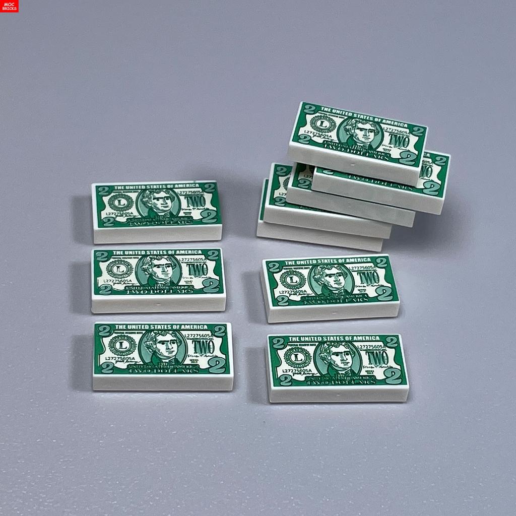 Нетоксичные кубики Moc Город Ужасов Золотой Серебряный Пистолет для Денег Монеты Мешок с Долларами Портфель Фигурка 4 см Аксессуары Полиции Строительный Блок Детские Игрушки