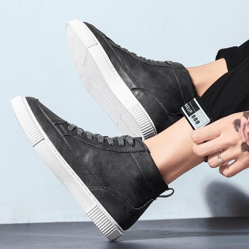 Spring and Autumn New Martin Boots Men's High Top British Style Men's Shoes Leather Boots Casual Middle Top Shoes