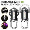 Mini COB Flashlight Keychain LED USB Rechargeable Hanging Portable Flashlight Waterproof Keyring Camping Walking Pocket Lamp