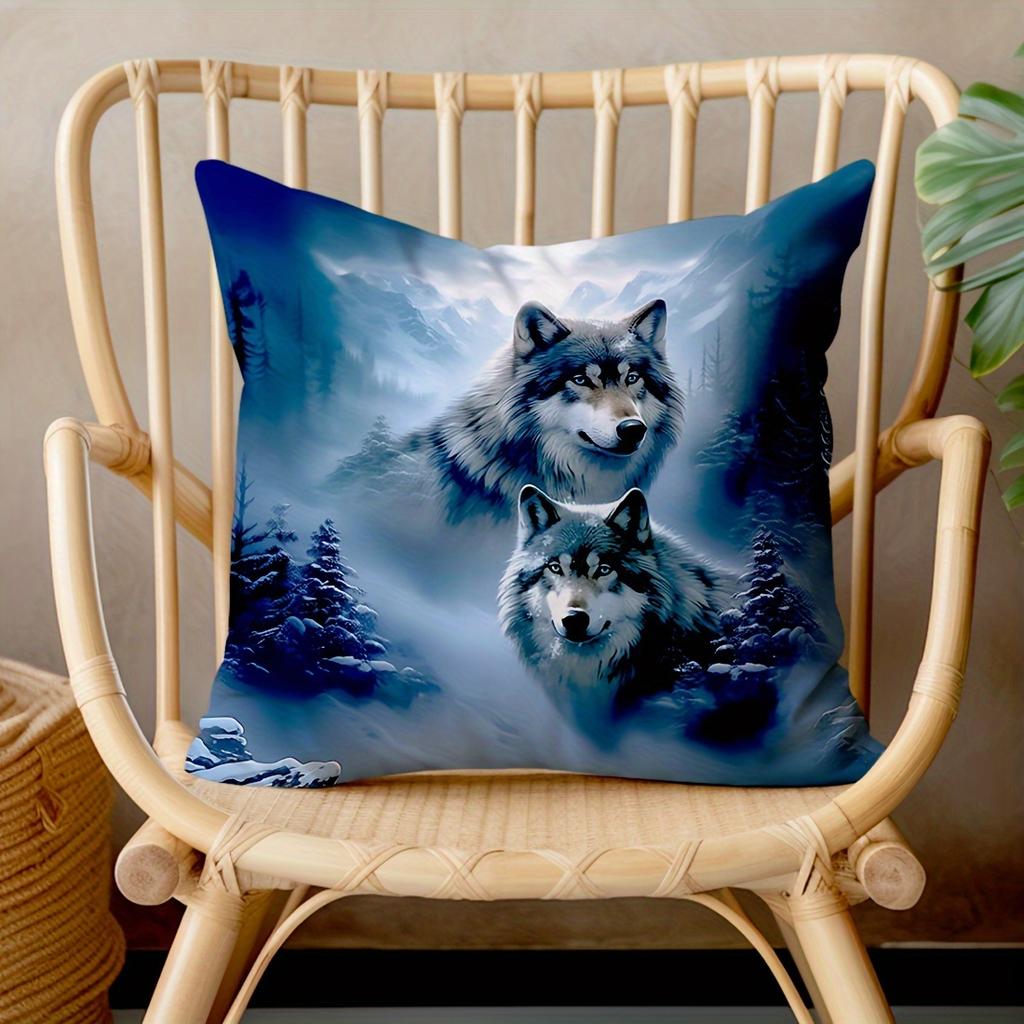 1/4Pcs Wolf Patterned Pillowcases For Cozy Nights Sofa Cushion Cover Home Bedroom Room Decoration