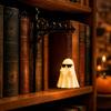 Ghost Shape Lamp Reading Bookshelf Light, Vintage Metal Book Nook Lamp, Spooky Bookend Desk Light Ornament, Warm LED Shelf for Lovers Iron