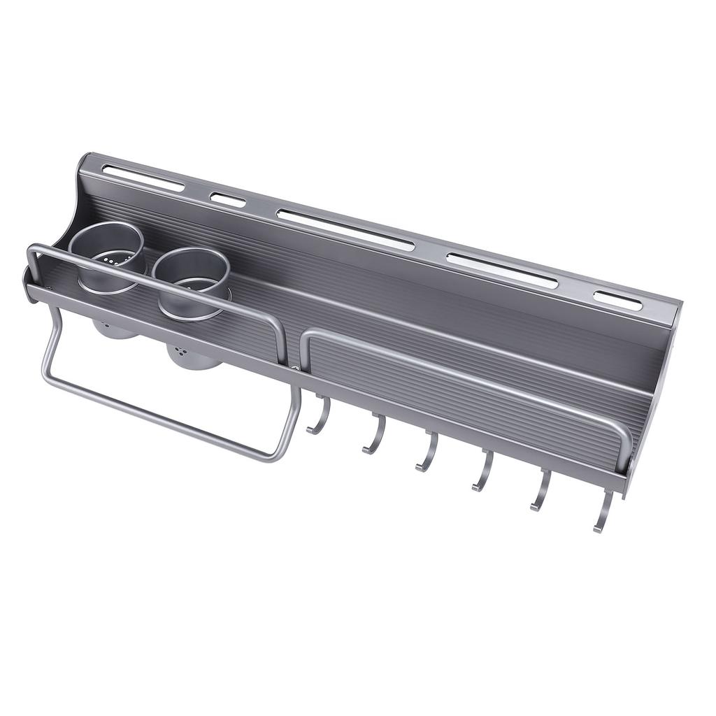 Настенная кухонная полка для утвари из алюминиевого сплава, полка для хранения специй, настенный органайзер с двойным