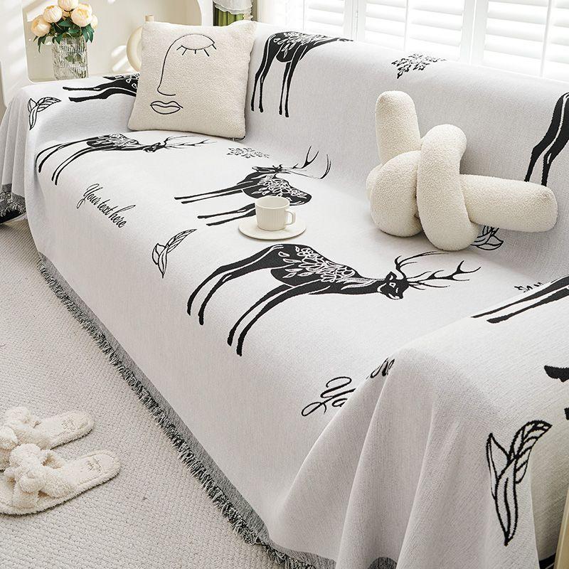 Диван из синели Four Seasons, универсальный двусторонний, в наличии, олень, скандинавская минималистичная подушка, подлокотник, спинка, встроенное полотенце с полным покрытием