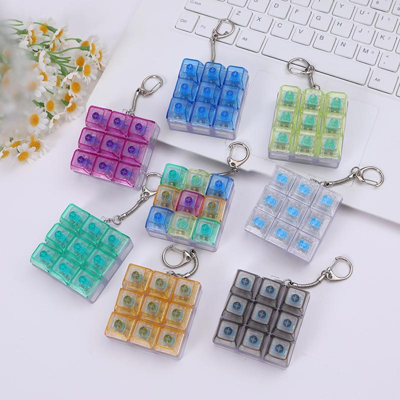 Jiugongge Transparent Button Decompression Toy Fingertip Pressing Luminous Shaft Tester Pressure Relief Toy Keychain