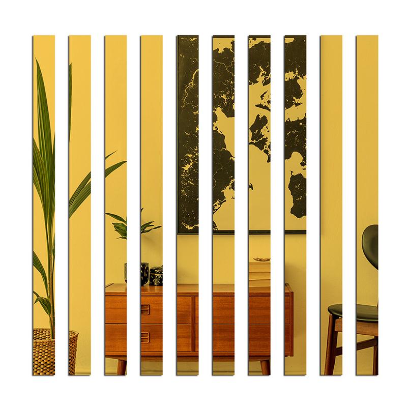 10 шт., длинная полоса, самоклеящаяся акриловая зеркальная рамка, декоративные линии, настенные наклейки