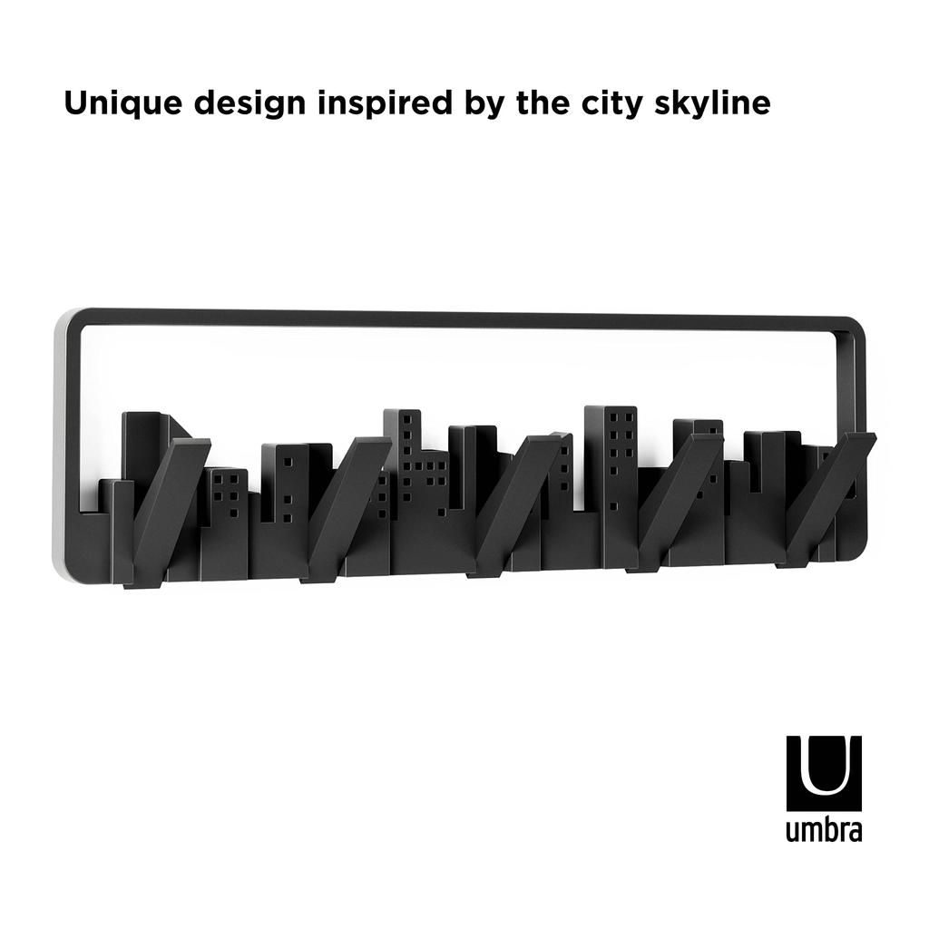 Umbra SKYLINE MULTI HOOK Wall Hook Hanger, Black, 2318190-040