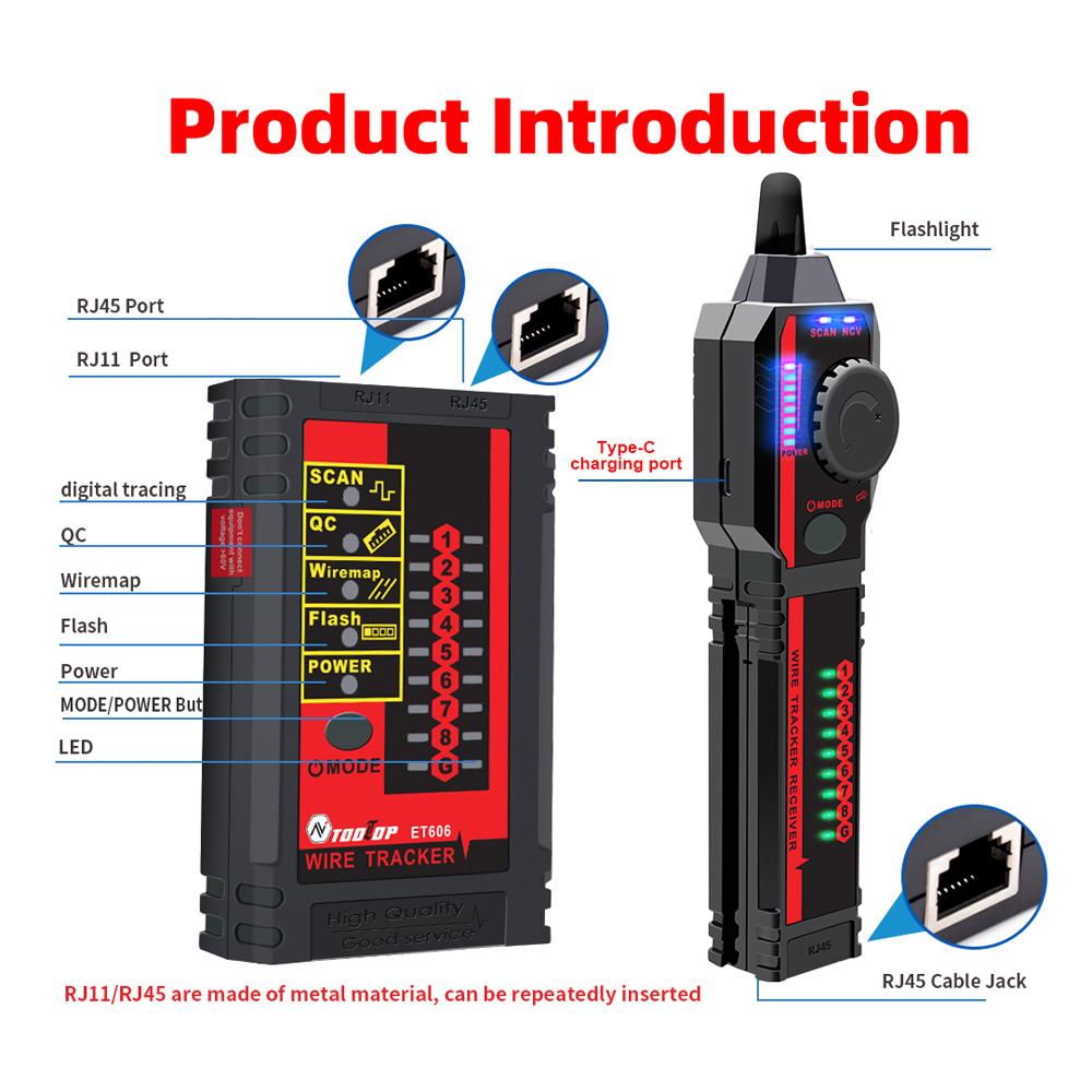 Тестер кабельных портов ET606. Ручной тестер сетевых кабелей. Проверка сопряжения кабелей. Переключатель Flash. Полярность POE.