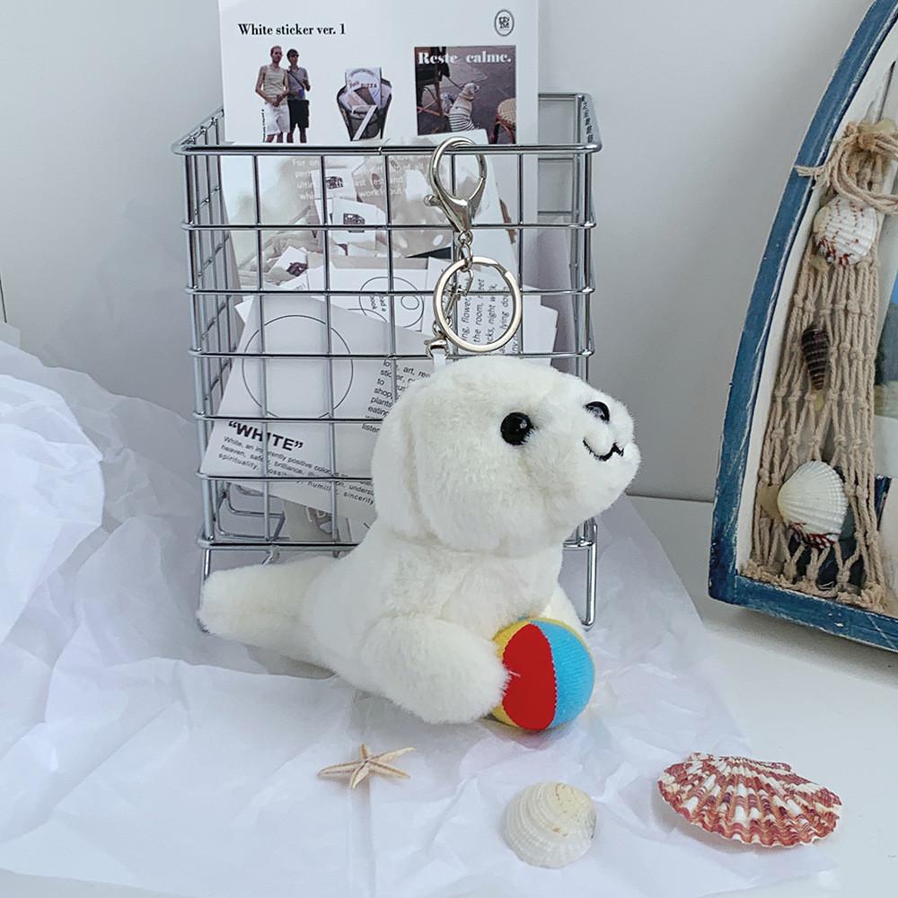 Cute Soft Plush Sea Animals Keychain Whale Dolphin Seal Backpack Accessory