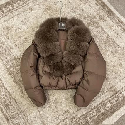 Big fur collar short cotton-padded clothes for women's autumn and winter small fragrant cotton clothes thickened warm cotton clothes for women's jac