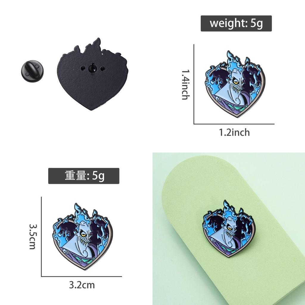 Adorable Cartoon Character Brooch Featuring Heart Shape And Blue Flame Aesthetic