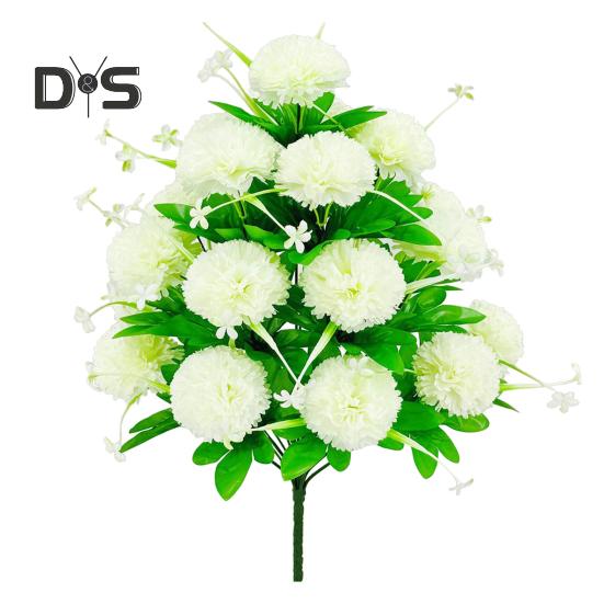 Искусственная гвоздика Реалистичная 18 головок Искусственный шелковый цветок Устойчивый к ультрафиолетовому излучению Свадебная вечеринка В помещении На открытом воздухе Сад Двор Искусственные цветы Растения Украшения