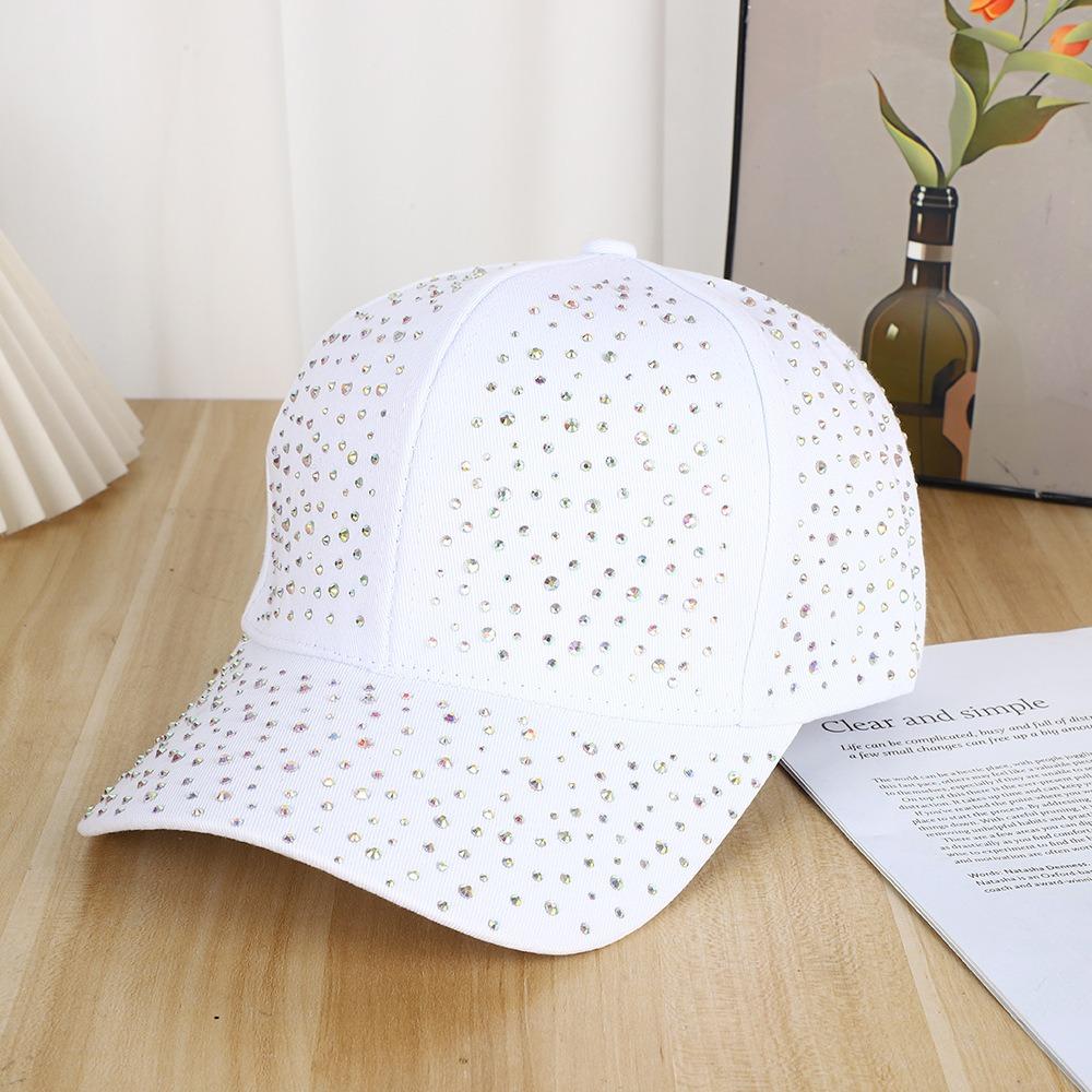 Creative Hotfix Rhinestones Baseball Cap Cotton Sunscreen hat Simple sunshade hat  Girl