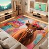 Highland Cow Theme Soft Crystal Velvet Rug Custom Name & Text Print Non Slip Floor Rug for Bedroom Living Room