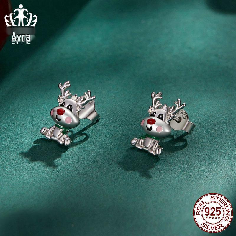 Everlove Christmas Reindeer Sterling Silver Stud Earrings for Women - BSE920