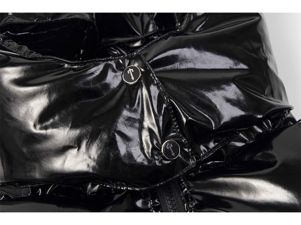 Стильная черная куртка Trapstar из ПУ кожи с отстегивающимся капюшоном - Утепленная хлопковая парка для пары В наличии